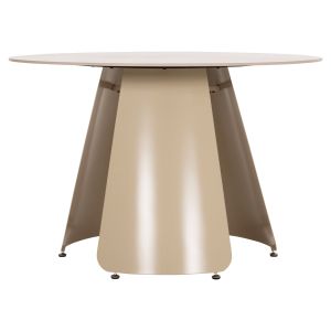 Round dining table Sedar Hm18326 ceramic top - creamy white metal legs Φ120x78hcm.