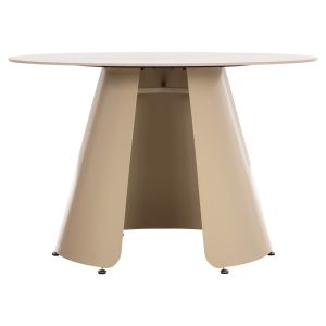 Round dining table Sedar Hm18326 ceramic top - creamy white metal legs Φ120x78hcm.