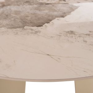 Round dining table Sedar Hm18326 ceramic top - creamy white metal legs Φ120x78hcm.