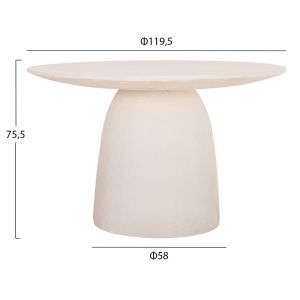 Round dining table Seppo Hm18154.02 fiber cement in White-φ119.5x75.5hcm.