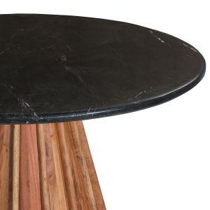 Round dining table Draxxacacia solid wood with marble top black color D150x76hcm Hm9688