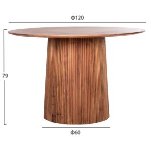 Round dining table Groot Hm9684 acacia solid wood in natural color D120x76hcm