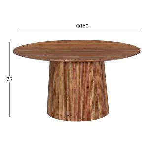 Round dining table Groot Hm9685 acacia solid wood in natural color D150x76hcm