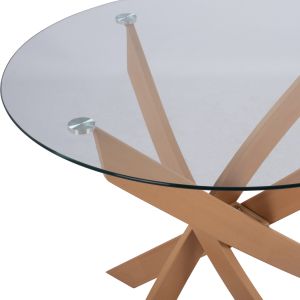 Round dining table Jada with metal legs and tempered glass Hm8733,02