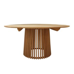 Round dining table Kenda solid pine wood in natural shade D150x75cm