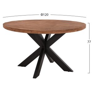 Round dining table Montana Superior solid acacia, top 4cm Hm9903 D120χ77hcm