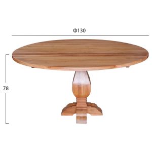 Round dining table made of solid teak with wood carving D130x78hccm Hm9465,01