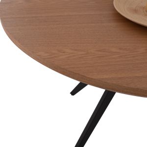Round dining table with Mdf oak veneer top in rustic style D120x75h Hm9307,01
