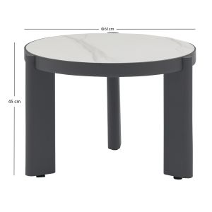 Кръгла холна маса Absolution Sm6466.01 алуминий-сив камък D61x45см