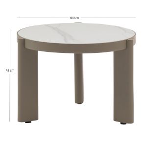 Кръгла холна маса Absolution Sm6466.02 алуминий-синтерован камък бежов D61x45см