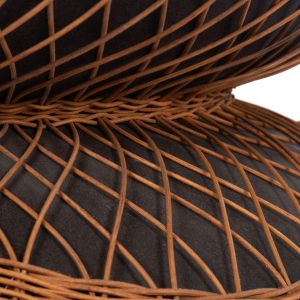 Round coffee table Anna Hm18157.01 fiber cement in black-natural rattan -- Φ92x44.5cm.