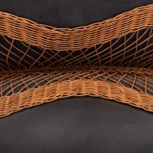 Round coffee table Anna Hm18157.01 fiber cement in black-natural rattan -- Φ92x44.5cm.