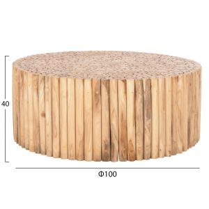 Round coffee table Cooter Naturally teak branches solid wood - natural finish D100x40h Hm9862