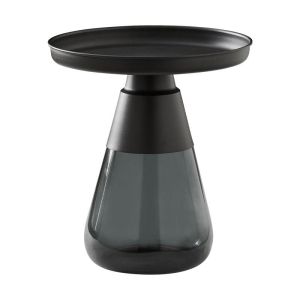 Round coffee table Fl828 metal with glass black-gray color 50x52cm