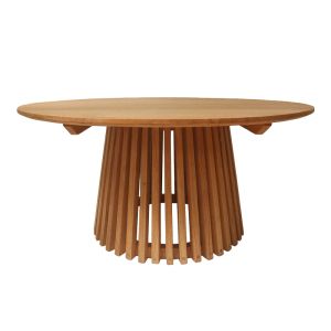 Round coffee table Kenda solid pine wood in natural shade D100x45cm