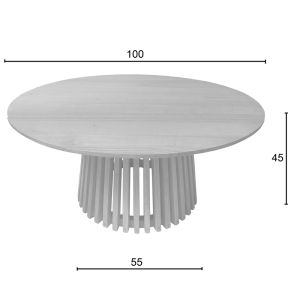 Round coffee table Kenda solid pine wood in natural shade D100x45cm