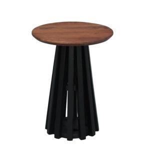 Round coffee table Mekong brown-black color 38x50cm