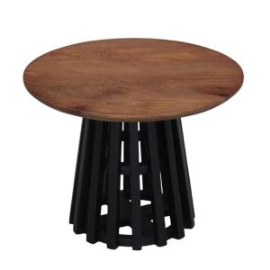 Round coffee table Mekong brown-black color 60x45cm