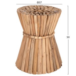 Round coffee table Naturally Cooter Hm9792 made of solid teak branches in natural color D37x50hcm