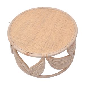 Round coffee table Siderty artificial rattan Pe natural color D80x45cm