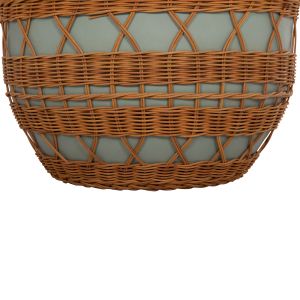 Round coffee table Vilhena Hm18165 fiber cement green - natural rattan Φ56x47cm.