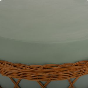 Round coffee table Vilhena Hm18165 fiber cement green - natural rattan Φ56x47cm.