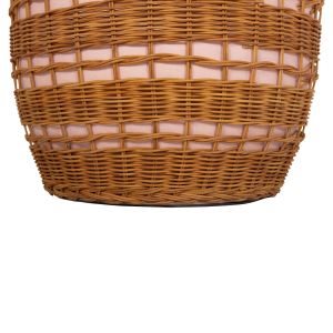 Round coffee table Vilhena Hm18166 fiber cement pink - natural rattan Φ44.5x45hcm.