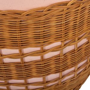 Round coffee table Vilhena Hm18166 fiber cement pink - natural rattan Φ44.5x45hcm.