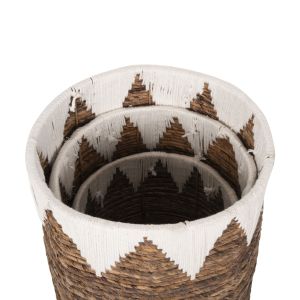 Кръгли кошници без капак 3 бр,, естествен/бял, D42x56hcm Hm4307