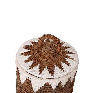 Кръгли кошници с капак 3 броя Rush в натурален-бял D42x63cm Hm4306