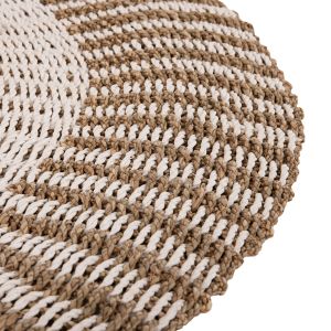 Round carpet pickets Hm7840 natural seagrass fibers in white-natural color D120cm