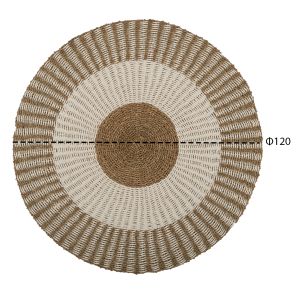 Round carpet pickets Hm7840 natural seagrass fibers in white-natural color D120cm