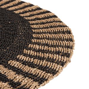 Round carpet pickets Hm7843 natural seagrass fibers in black-natural color D150cm