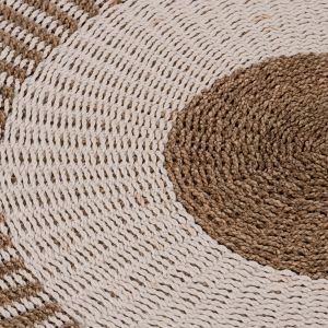 Round carpet pickets Hm7844 natural seagrass fibers in white-natural color D200cm