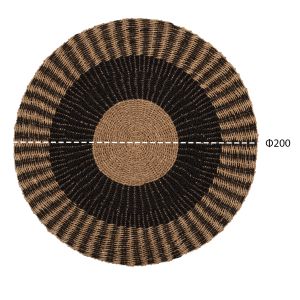Round carpet pickets Hm7845 natural seagrass fibers in black-natural color D200cm