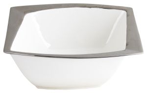 Купа порцелан бяла със сребърен кант