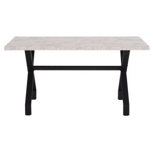 Kitchen table Lana Hm18221.01 melamine in white marble look - black metal legs 140x70x72hcm.