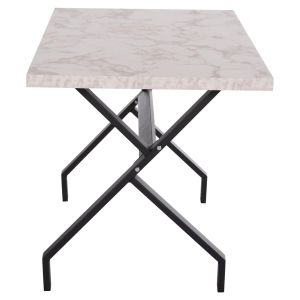 Kitchen table Lana Hm18221.01 melamine in white marble look - black metal legs 140x70x72hcm.