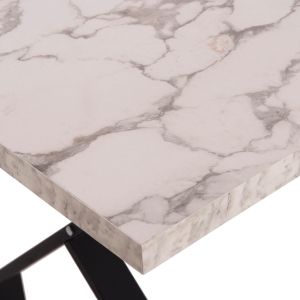 Kitchen table Lana Hm18221.01 melamine in white marble look - black metal legs 140x70x72hcm.