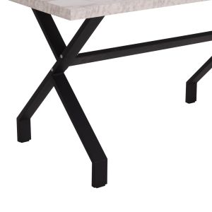 Kitchen table Lana Hm18221.01 melamine in white marble look - black metal legs 140x70x72hcm.