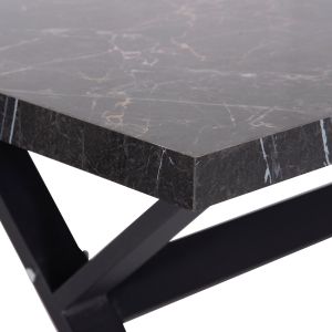 Kitchen table Lana Hm18221.02 melamine in the look of black marble-black metal legs 140x70x72.5hcm.