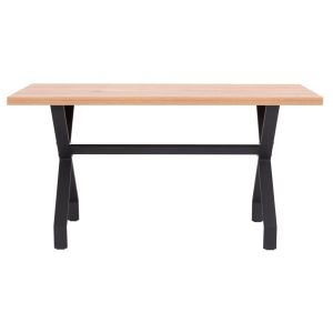 Kitchen table Lana Hm18221.04 melamine in natural wood color-black metal legs 140x70x72.5hcm.
