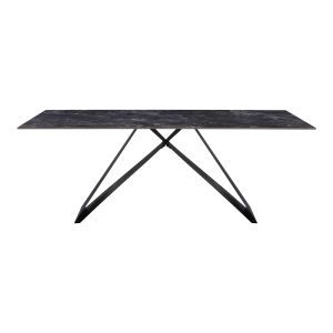 Kitchen table Meja sintered black stone with black metal legs 200x100x76cm