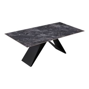 Kitchen table Meja sintered black stone with black metal legs 200x100x76cm