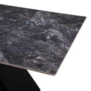Kitchen table Meja sintered black stone with black metal legs 200x100x76cm
