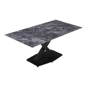 Kitchen table Tafel sintered black stone with black metal legs 180x90x76cm