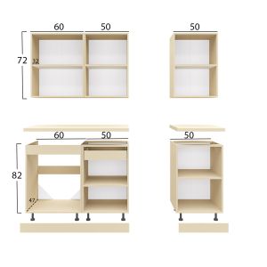 Kitchen set, anthracite melamine, white Hpl countertop 160x47x84.8cm Hm2468.01