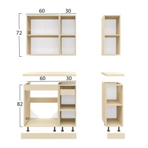 Кухненски композиция Hm2465.01 меламин Sonoma плот ламинат 120x47x84.8см.