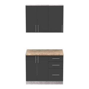 Kitchen module Festa I melamine in dark gray and sonoma color 100x60x85cm