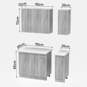 Kitchen module Festa II melamine in sonoma color 120x60x85cm